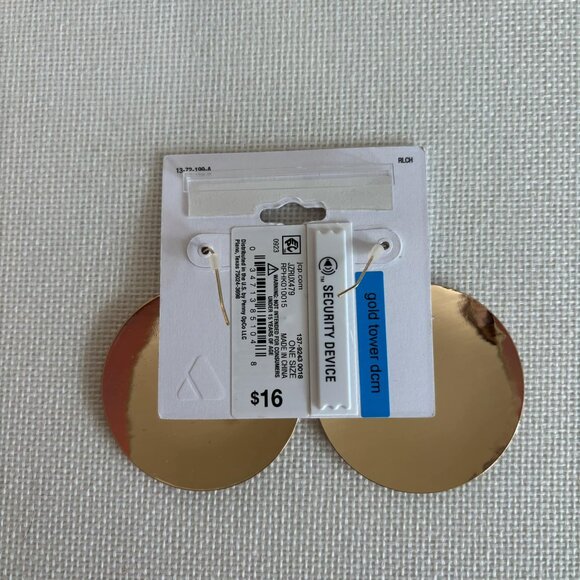 Women's Brand New Liz Claiborne Circular Gold Earrings Size 2" around - Picture 2 of 2